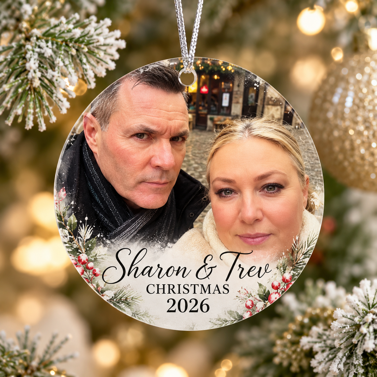Personalised Photo Glass Tree Decoration, 8cm