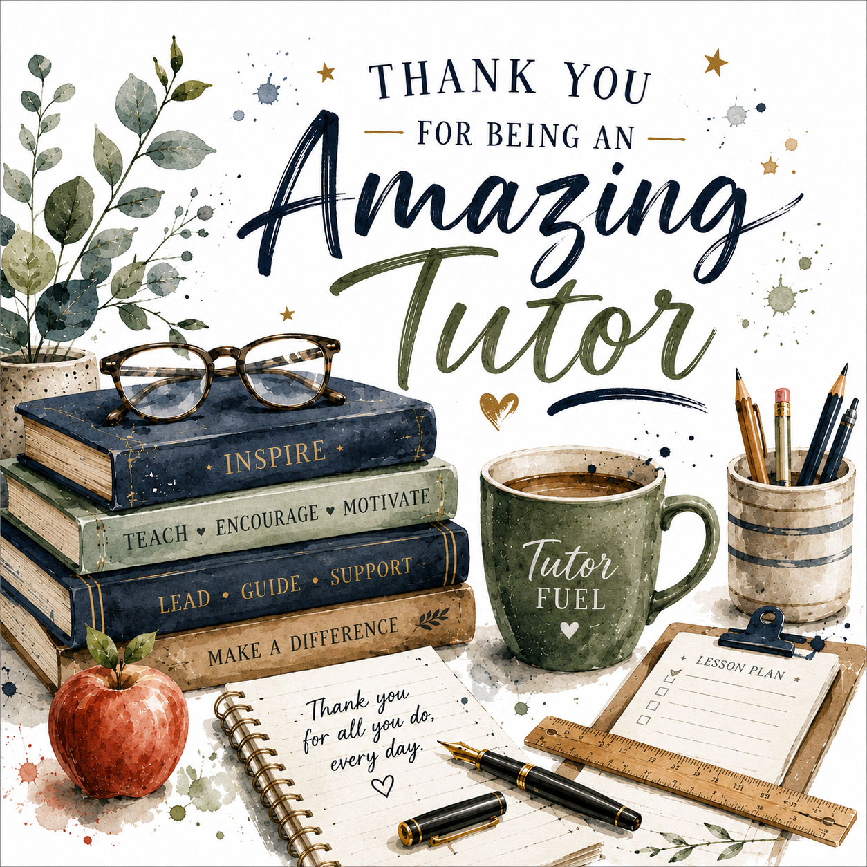 Teacher / Tutor Thank You Card | Blue & Green