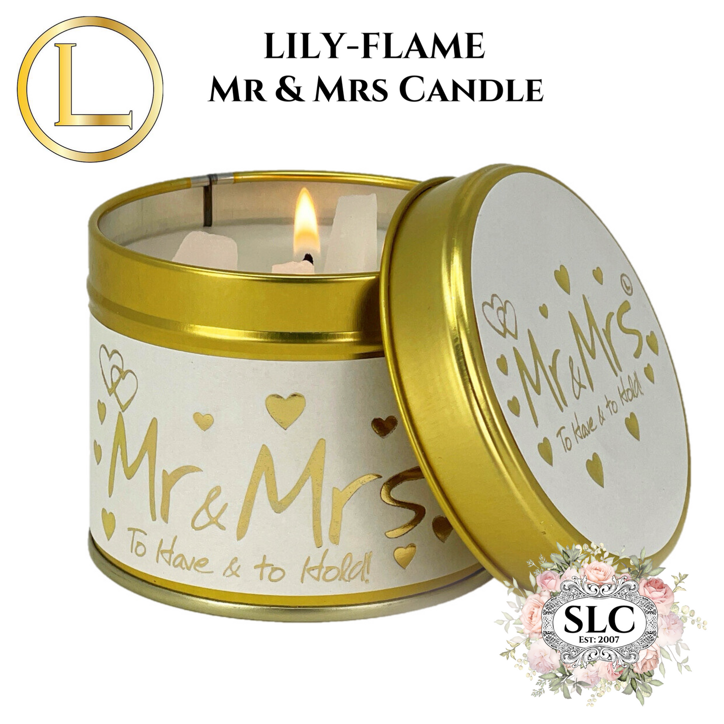 Lily Flame Mr & Mrs Scented Candle Tin | Wedding Gift | 35 Hour Burn