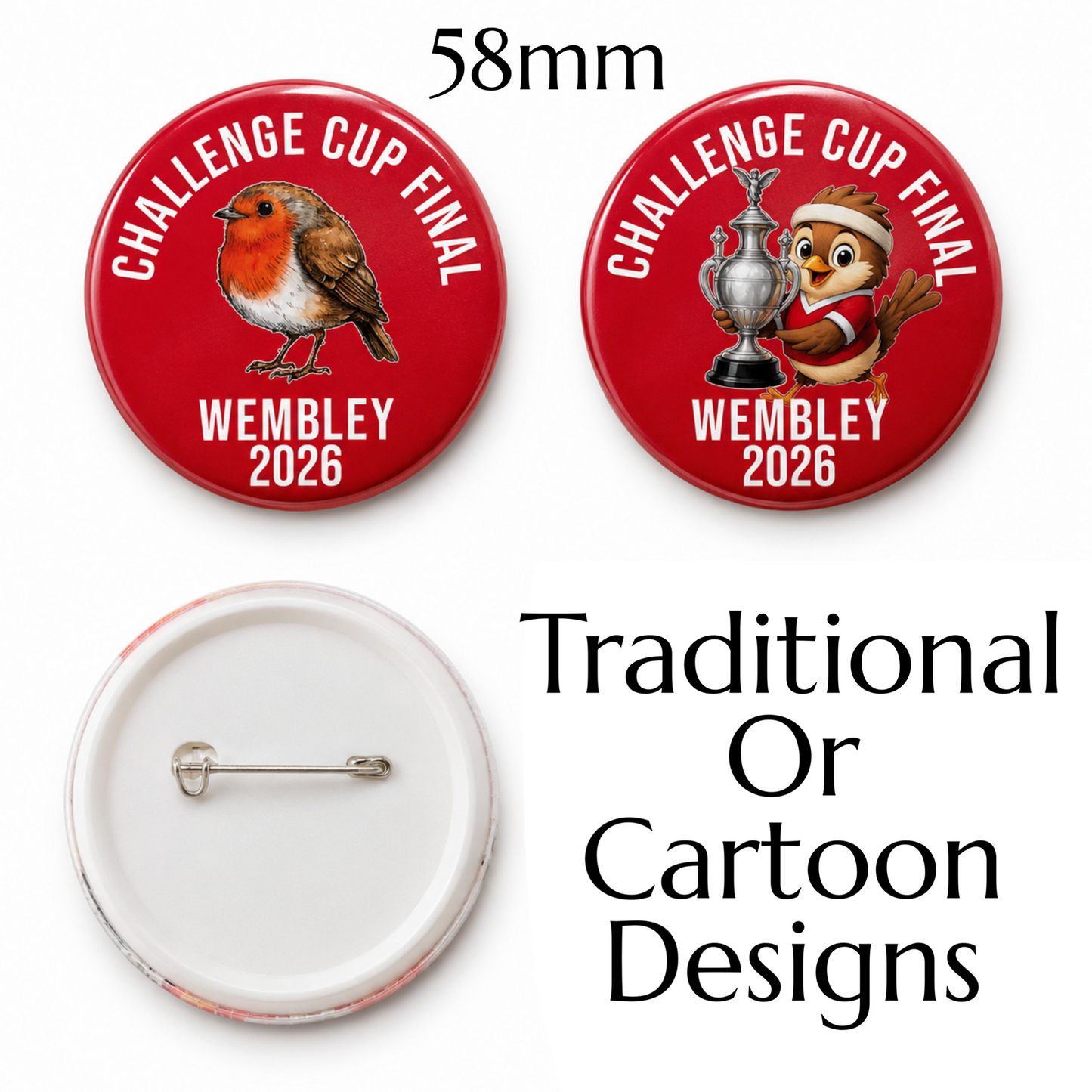 Red & White Supporter Pin Badge