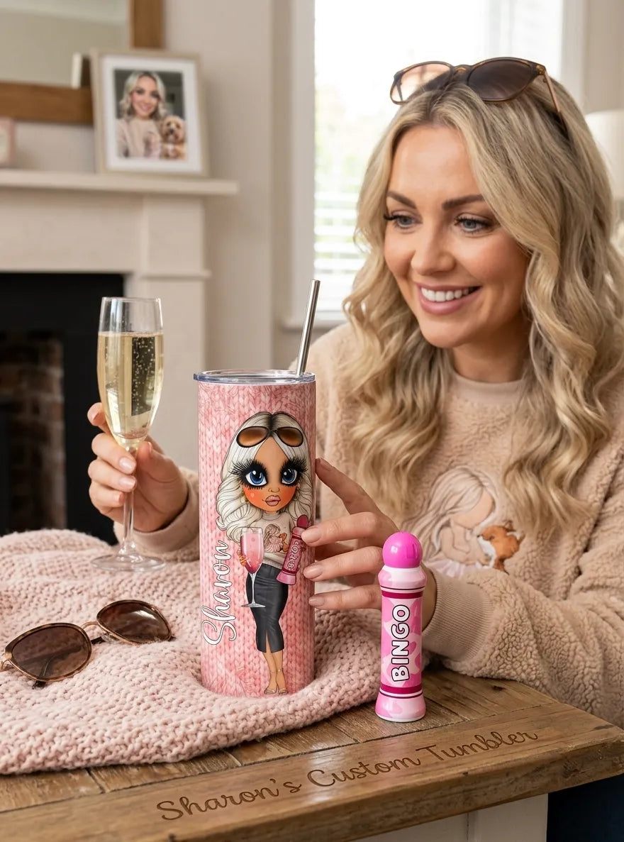 Personalised 20oz Tumbler with Straw – Create Your Own Character