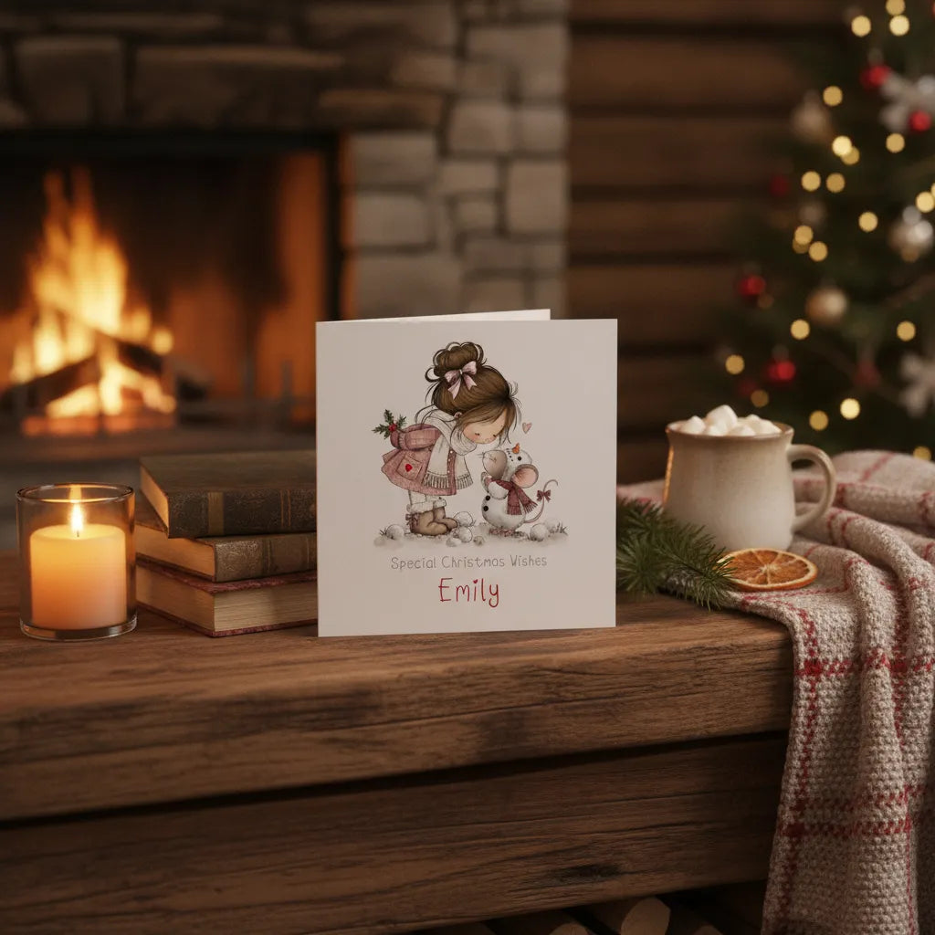 Personalised Little Companions Christmas Card | XMAS001 - Holly & Squeak