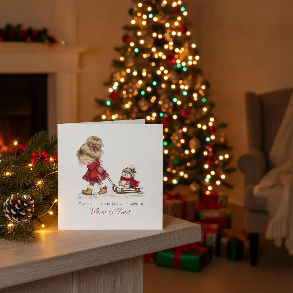 Personalised Little Companions Christmas Card | XMAS002 - Holly & Pip