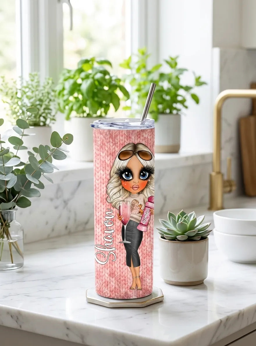 Personalised 20oz Tumbler with Straw – Create Your Own Character
