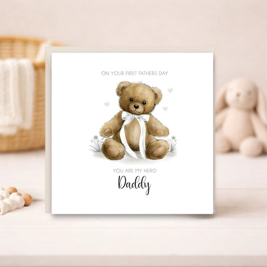 Ivory Ribbon Teddy Bear Card