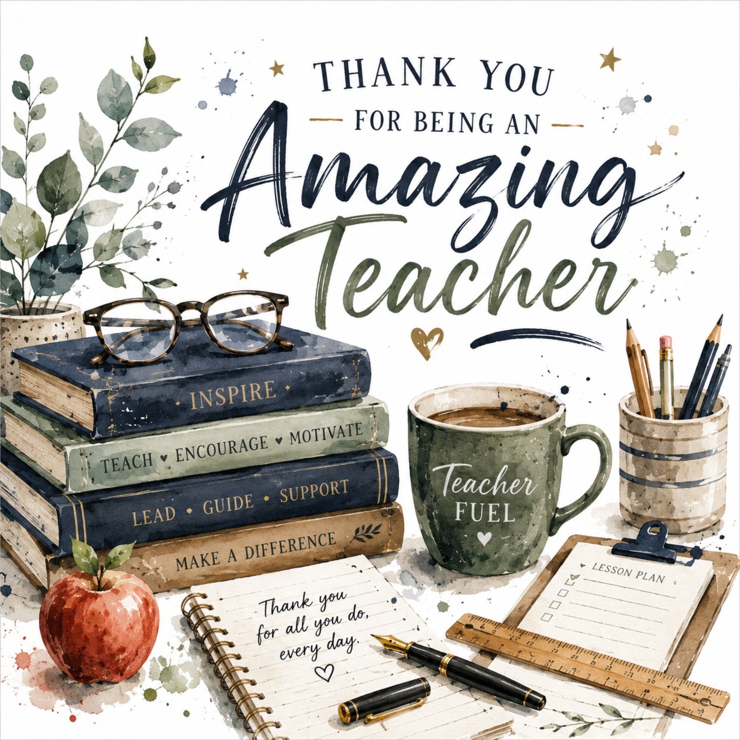 Teacher / Tutor Thank You Card | Blue & Green