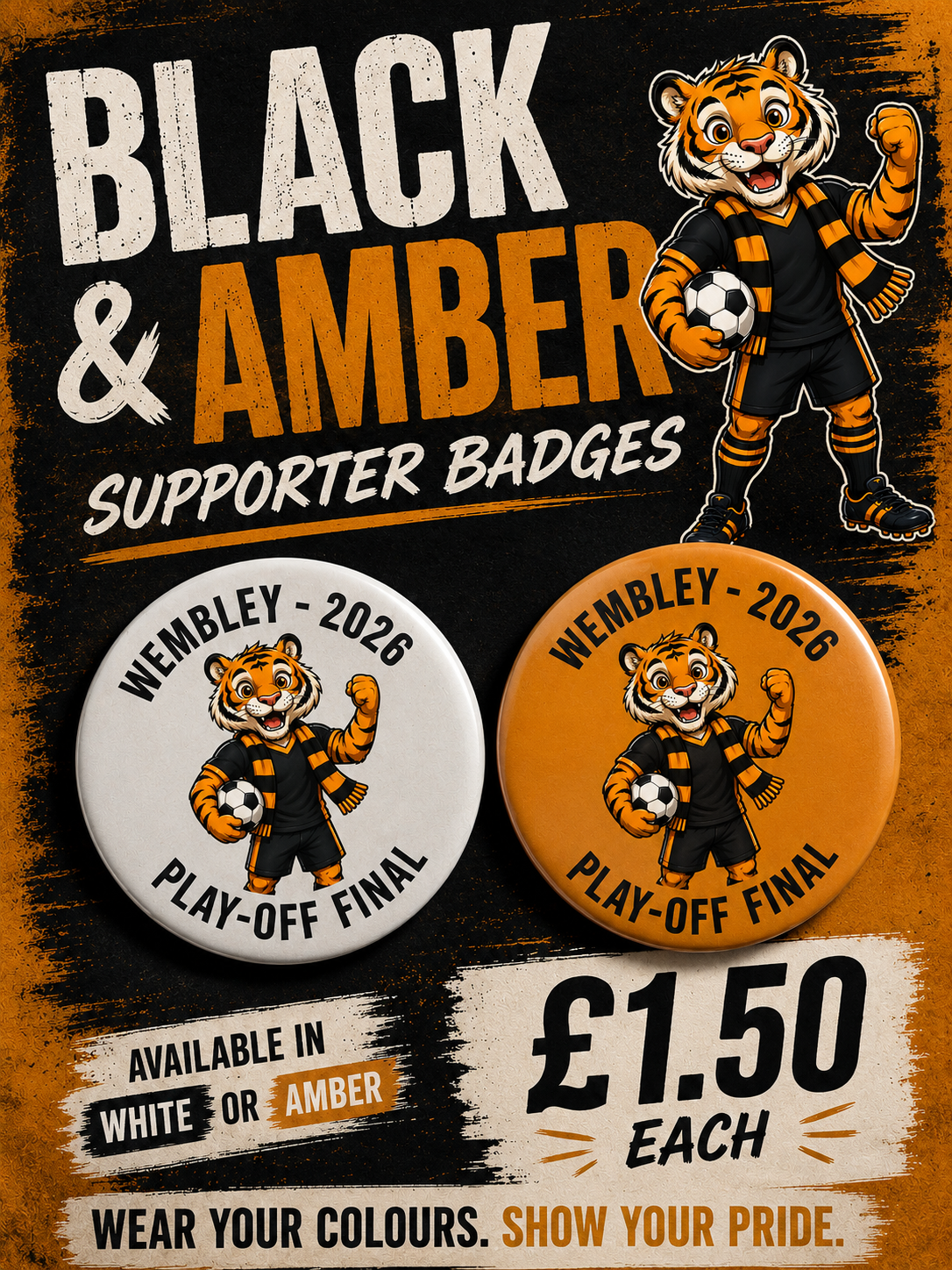 Black & Amber Supporter Pin Badge