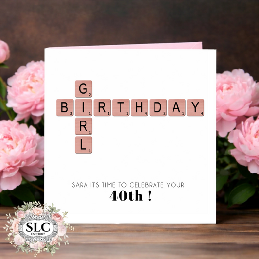 Fun Scrabble Card Pink