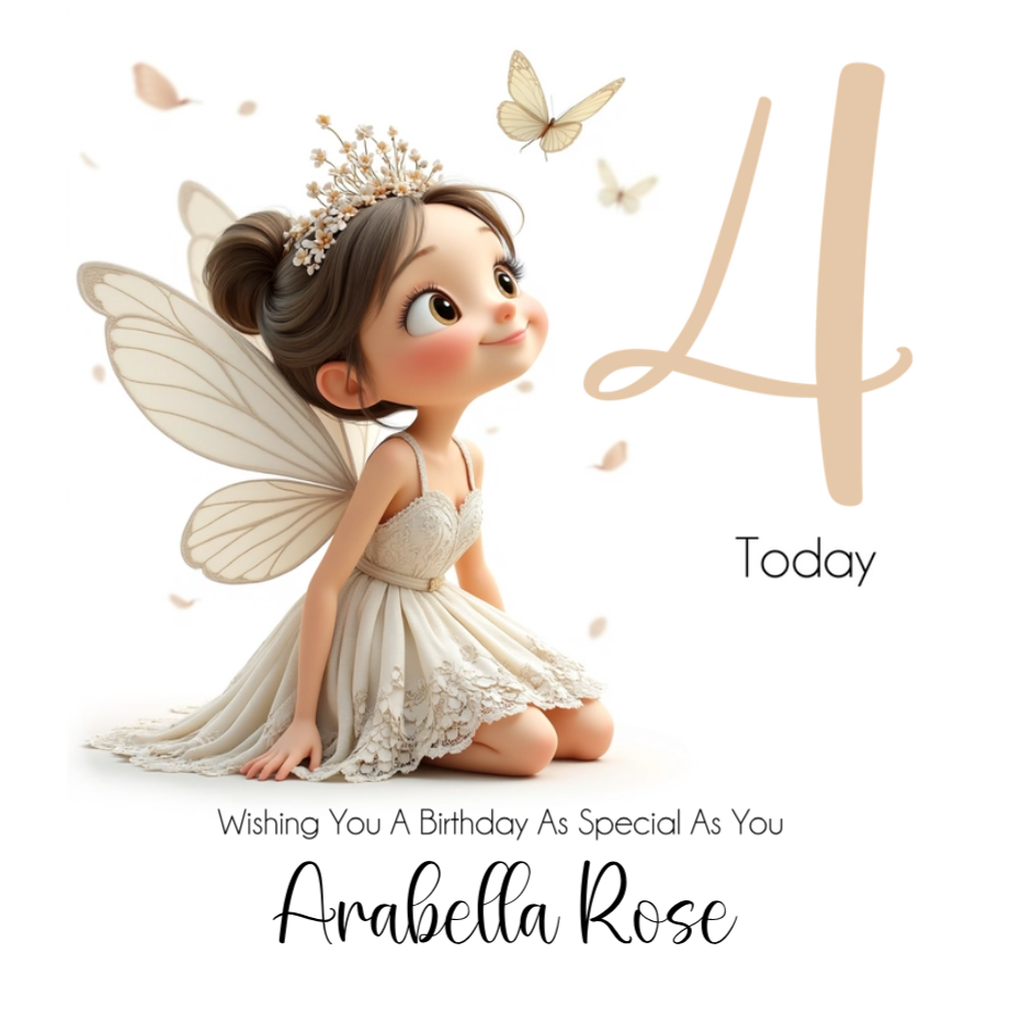 Personalised Fairy Princess Birthday Card – Ages 1 to 9