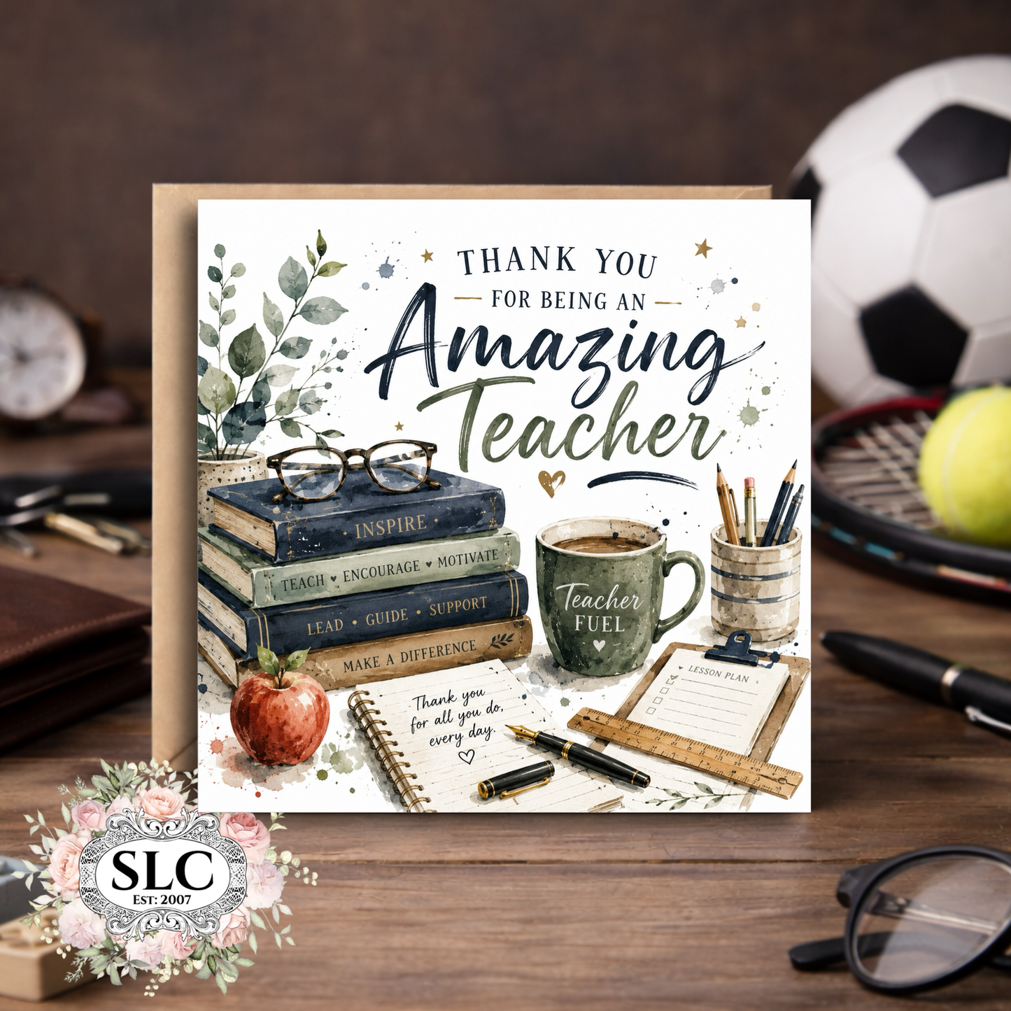 Teacher / Tutor Thank You Card | Blue & Green