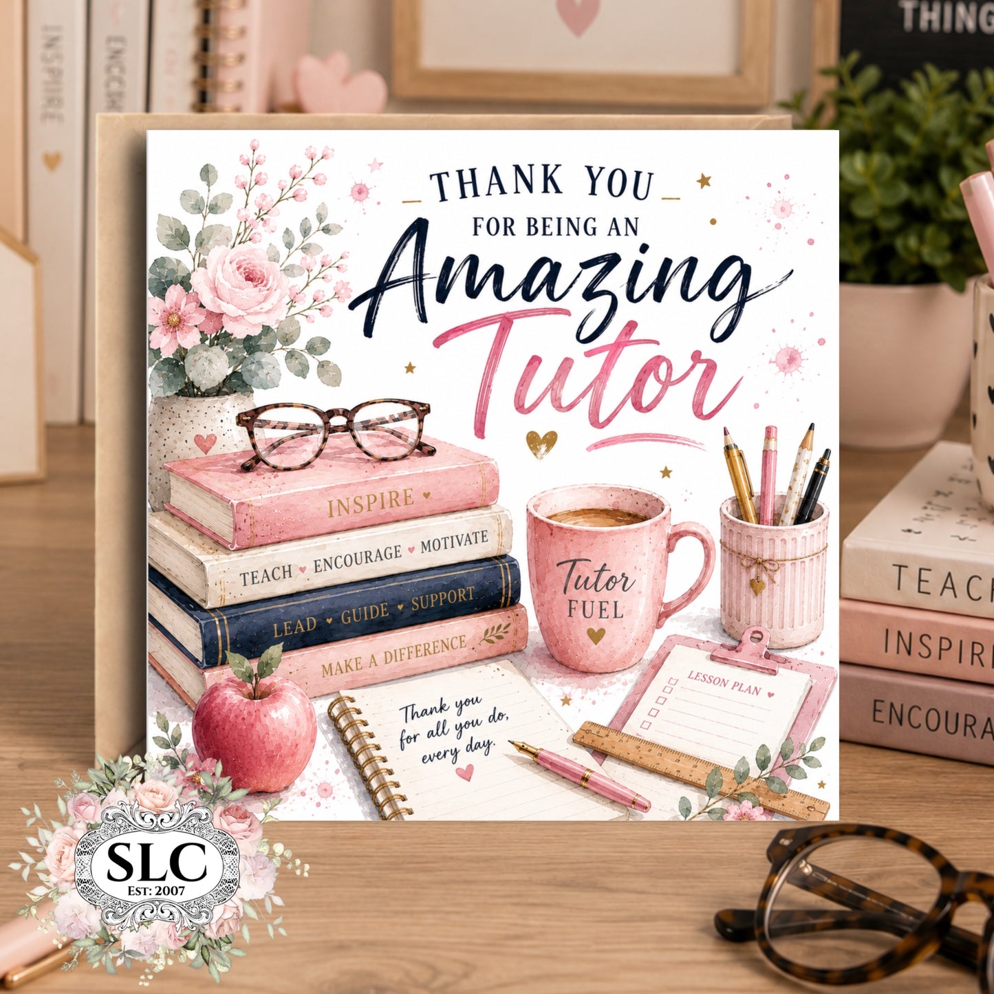 Teacher / Tutor Thank You Card | Pink