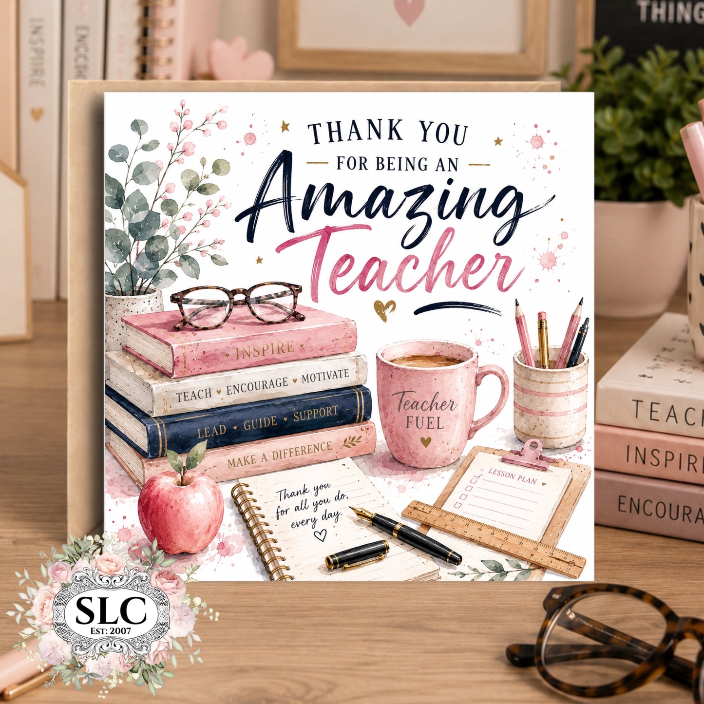 Teacher / Tutor Thank You Card | Pink