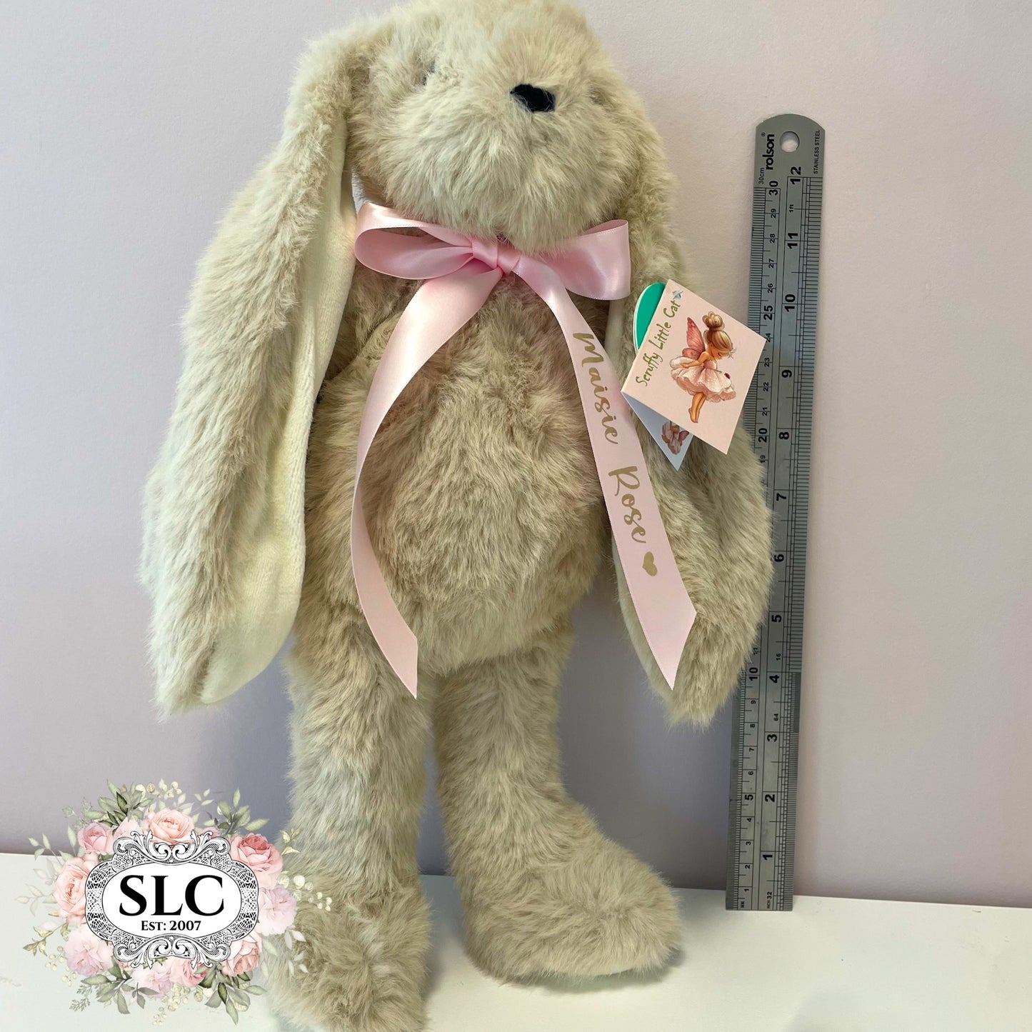 Personalised Soft Bunny Toy | Baby Gift from Birth | Beige or White