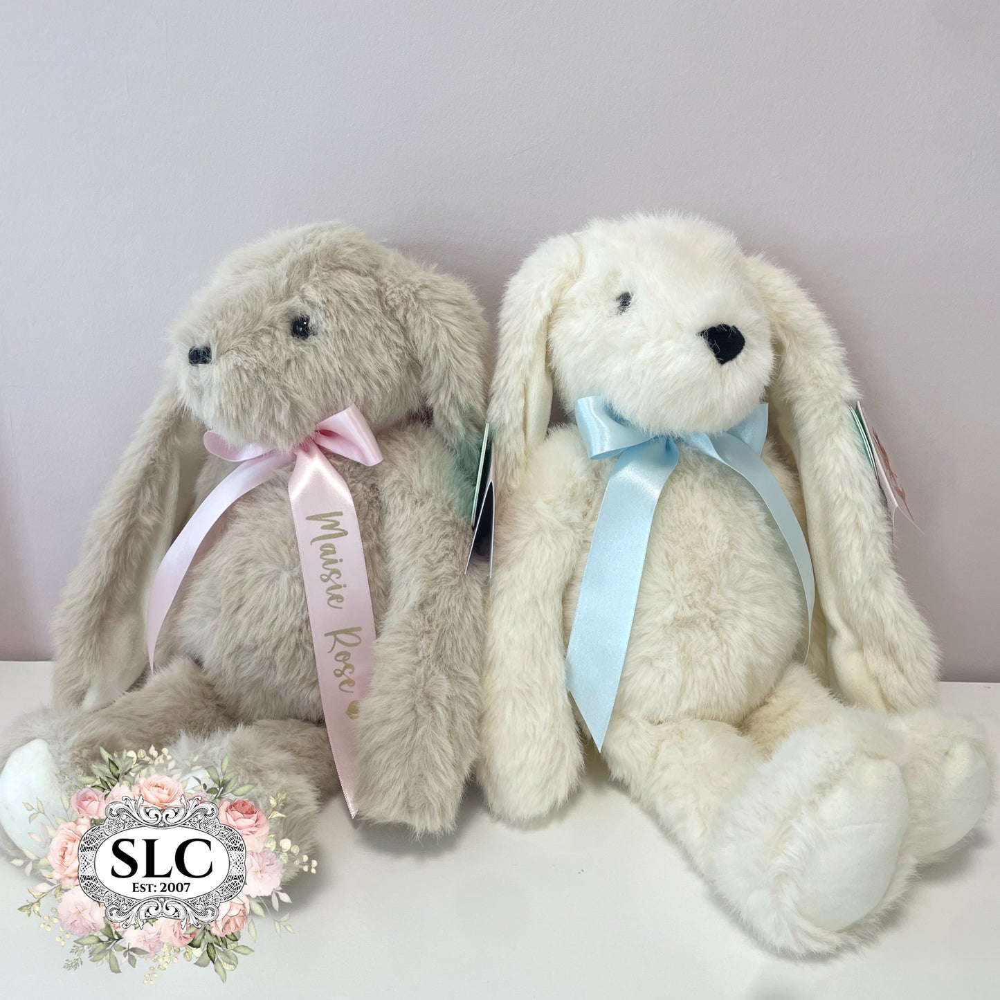 Personalised Soft Bunny Toy | Baby Gift from Birth | Beige or White