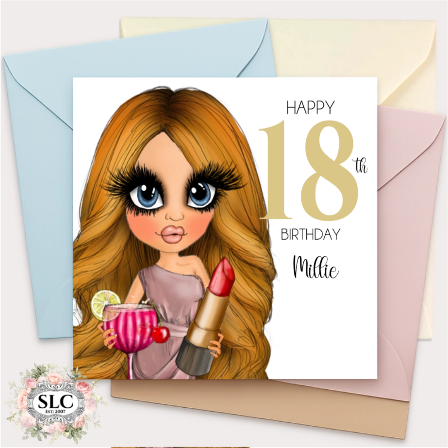 Personalised Glam Birthday Card – Milestone Ages 18, 21, 30, 40, 50, 60