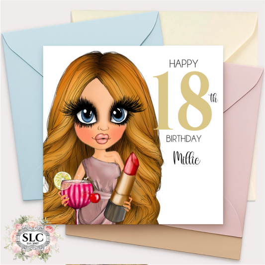 Personalised Glam Birthday Card – Milestone Ages 18, 21, 30, 40, 50, 60