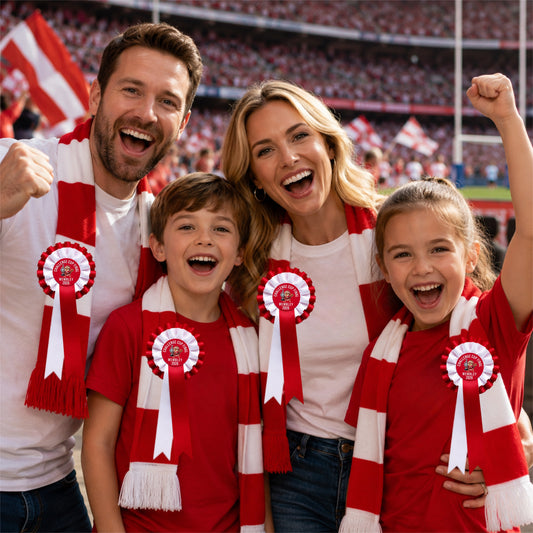Red & White Supporter Rosette