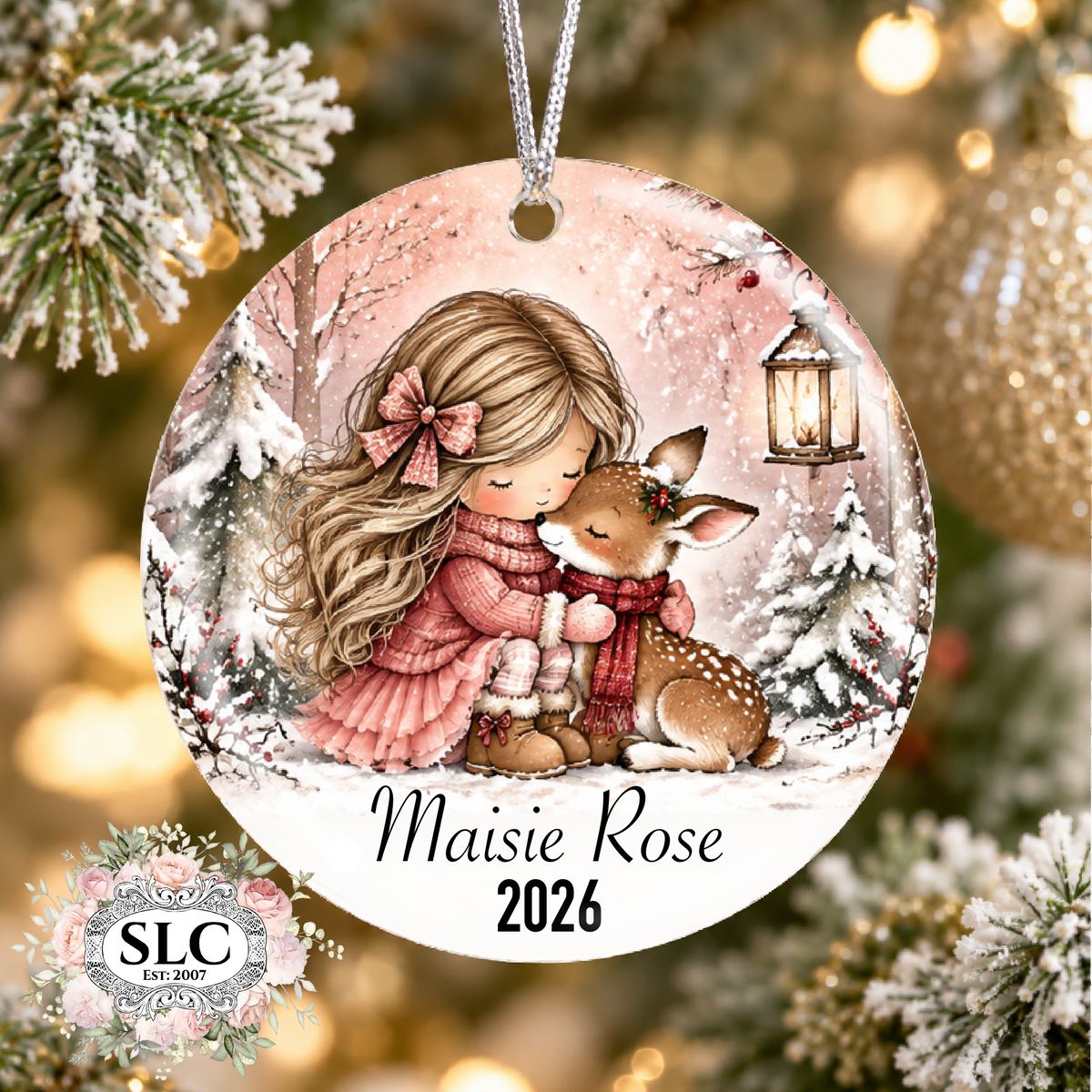 Personalised Glass Christmas Tree Decoration – Deer, Snowman or Penguin