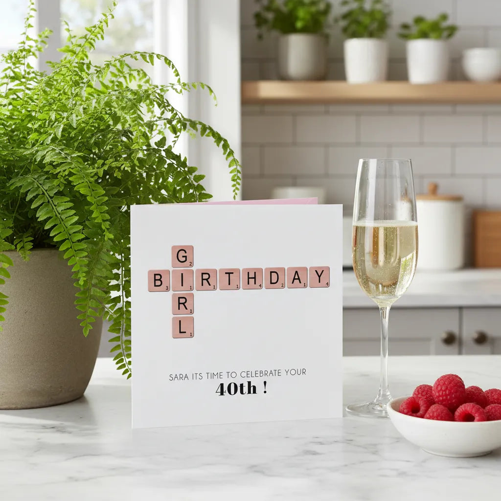 Fun Scrabble Card Pink